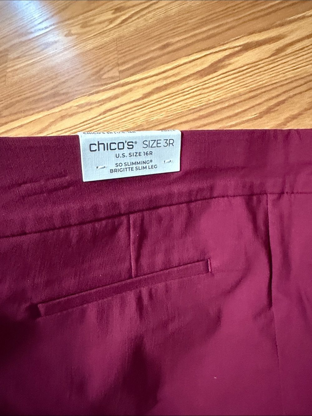 Chico's Brigitte Slim Leg Pull-On Pants Burgundy - Picture 6 of 7